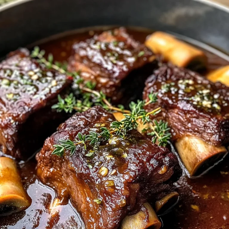 Braised Short Ribs & Lamb Shanks in Red Wine Herb Sauce