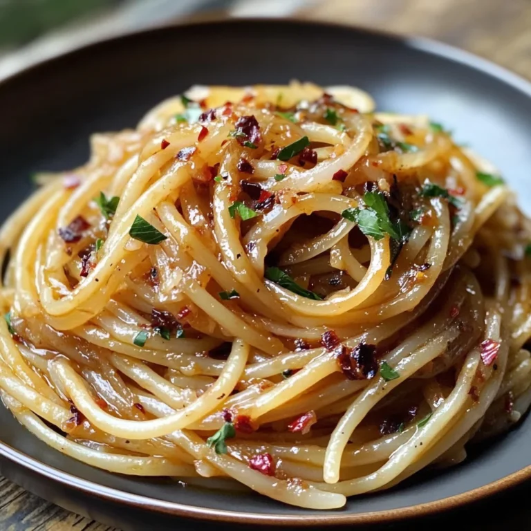 Caramelized Onion Pasta with Chilli Oil