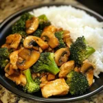 Chicken, Broccoli & Mushroom Stir-Fry with Steamed Rice