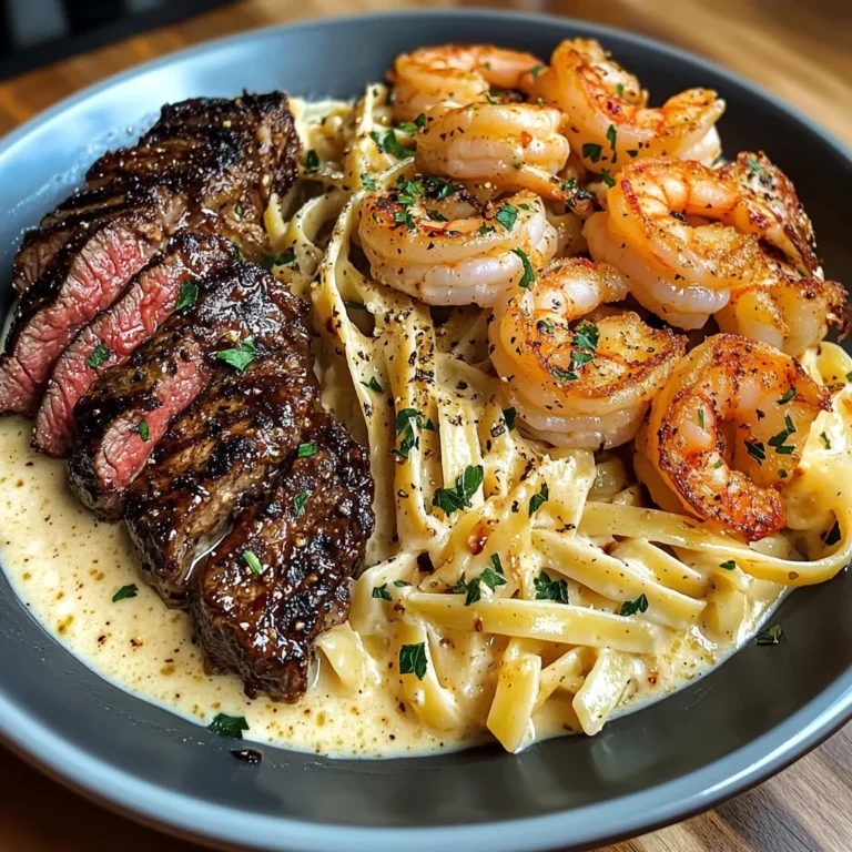 Creamy Cajun Steak and Shrimp Alfredo