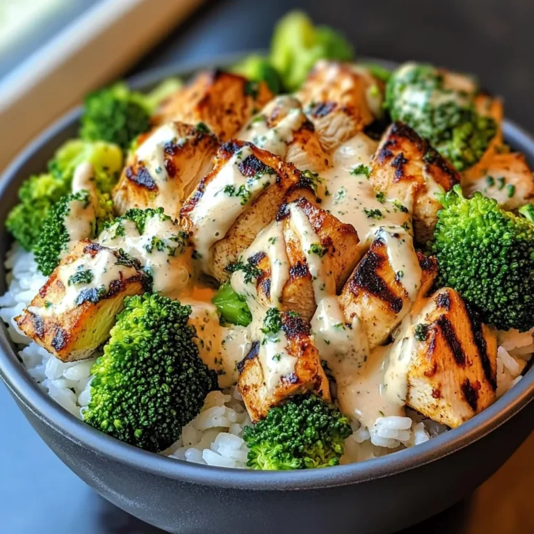 Creamy Garlic Chicken Bowl with Broccoli & Rice