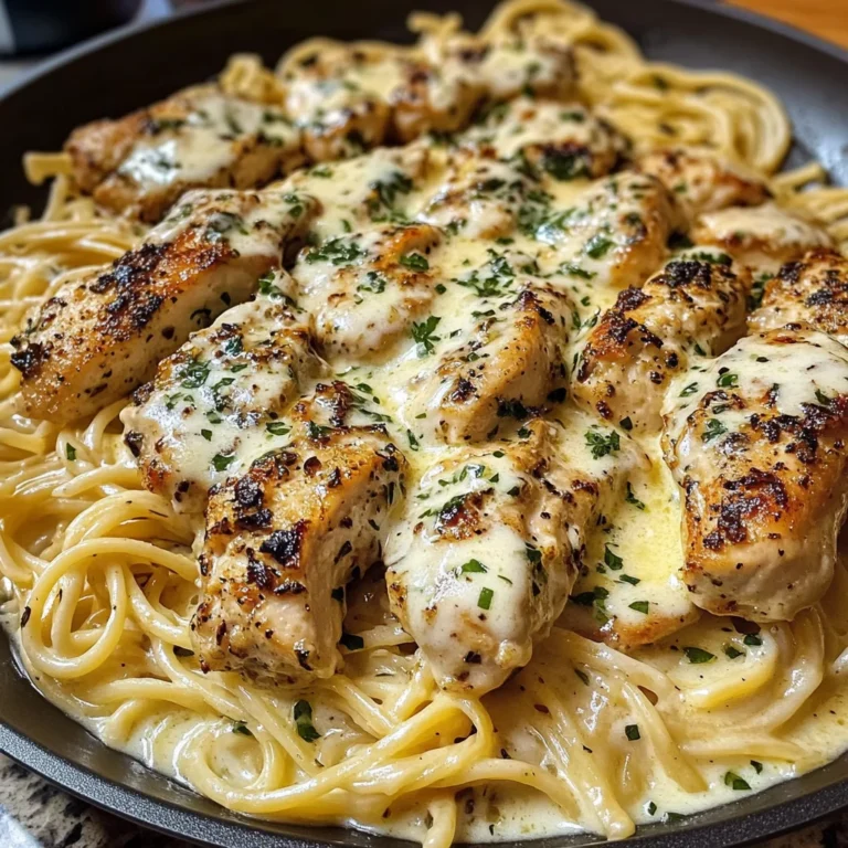 Creamy Garlic Parmesan Chicken with Cheesy Linguine Pasta