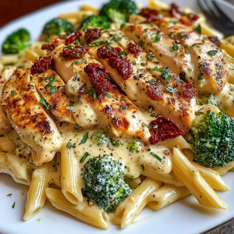 Creamy Tuscan Chicken and Broccoli Alfredo Penne