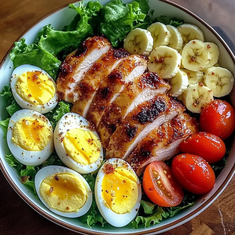 Crispy Chicken & Egg Salad Bowl with Fresh Banana & Greens