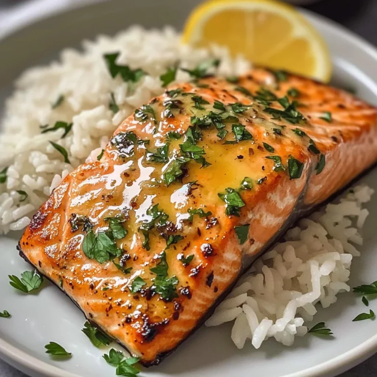 Garlic Butter Salmon with Fluffy White Rice