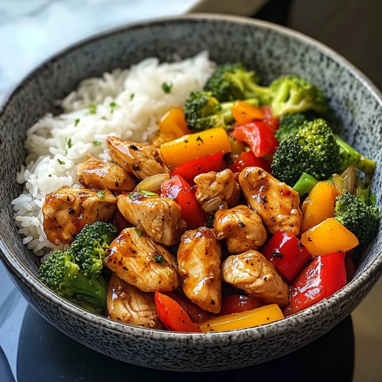 Garlic Chicken Stir-Fry Bowl with Broccoli Rice