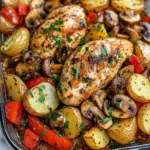 Garlic Herb Chicken with Mushrooms & Roasted Potatoes