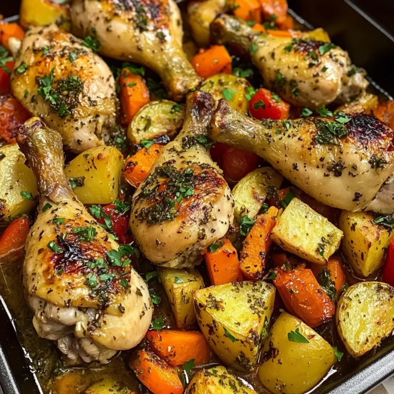 Herb-Roasted Chicken Drumsticks with Baked Mixed Veggies