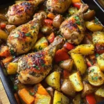 Herb Roasted Chicken Drumsticks with Roasted Potatoes & Veggies