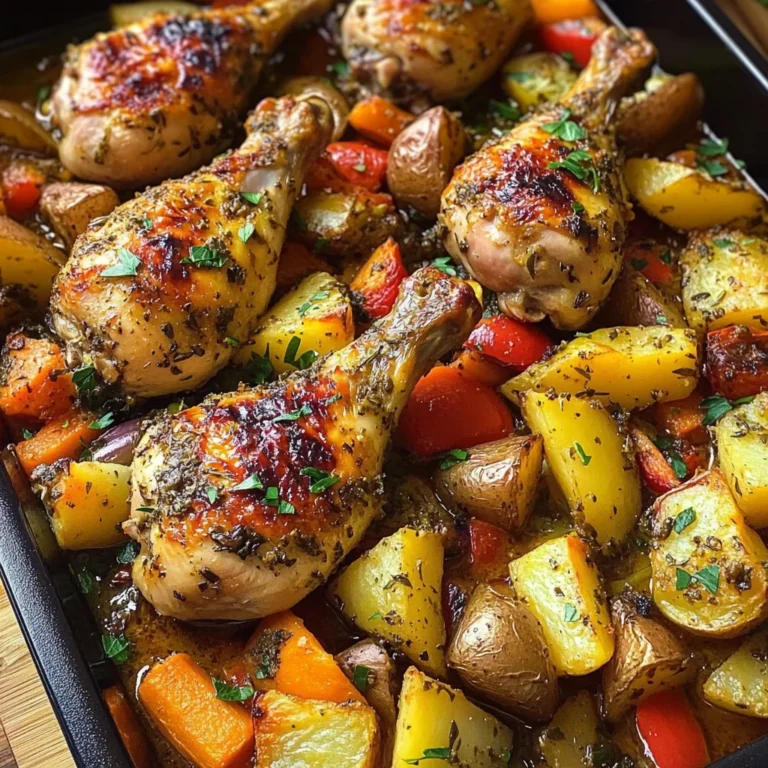 Herb Roasted Chicken Drumsticks with Roasted Potatoes & Veggies