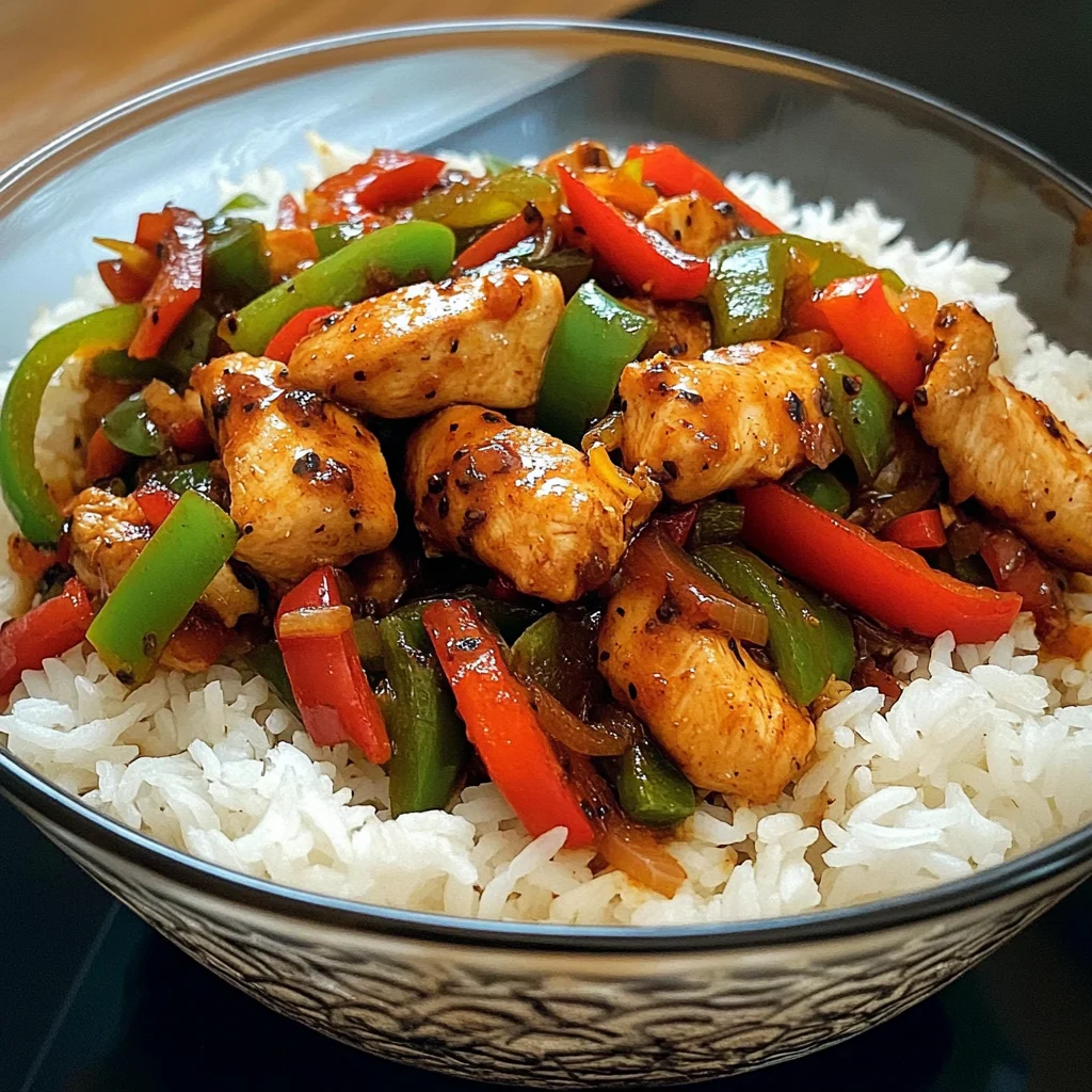 spicy-chicken-stir-fry-with-peppers-rice