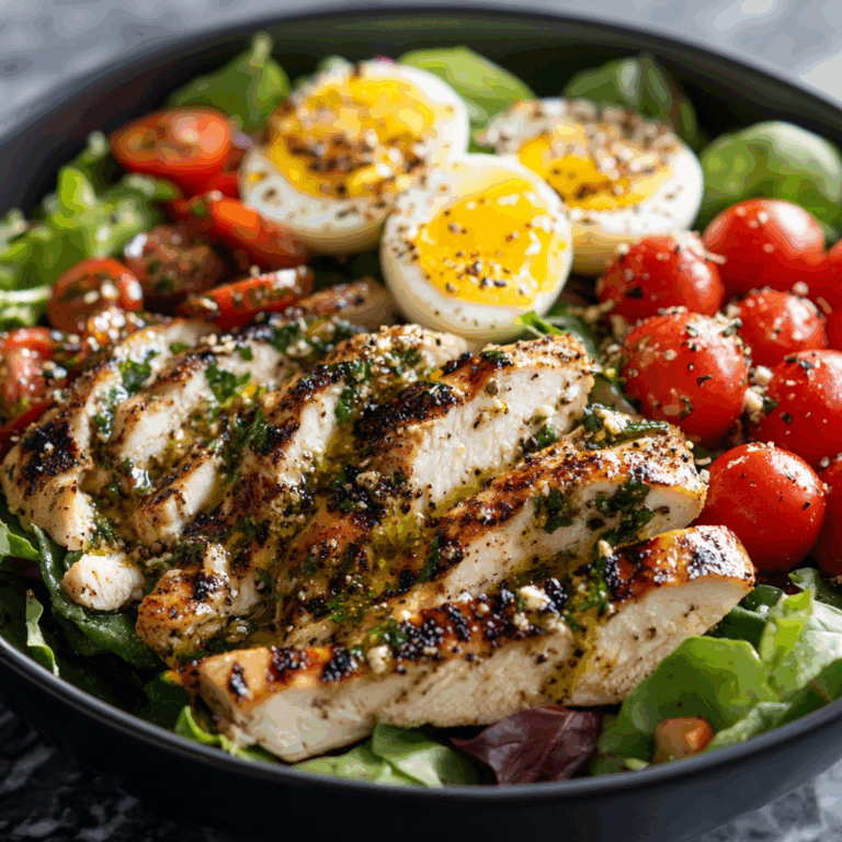 Mediterranean Power Salad with Grilled Chicken & Jammy Eggs