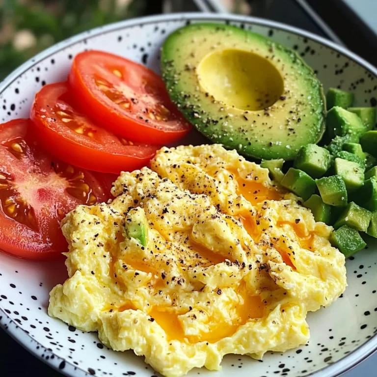 Creamy Scrambled Eggs with Tomato & Avocado