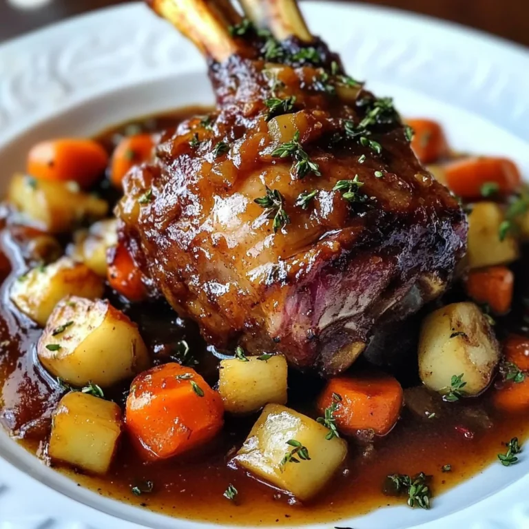 Red Wine Braised Lamb Shank with Root Vegetables