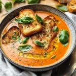Roasted Tomato Soup with Crispy Gruyère Toasts