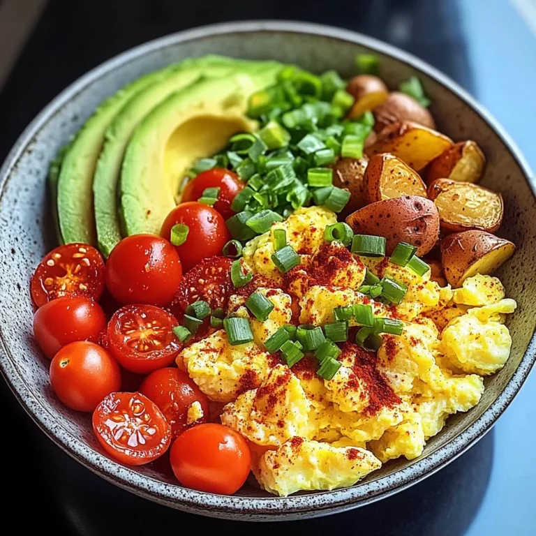 Savory Breakfast Bowl with Scrambled Eggs, Avocado & Baby Potatoes